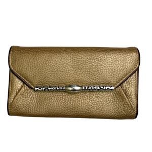 Vintage BRIGHTON Women’s Tan Shimmer Multi Divided Pocket Envelope Wallet